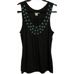 White House Black Market black tank top jersey knit size s beaded